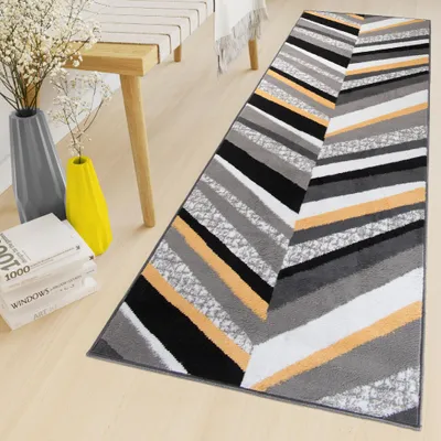 Immagine prodotto di Tapiso Runner MAYA Soggiorno moderno grigio giallo OEKO-TEX 100 x 350