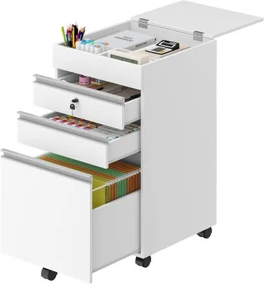 Productafbeelding van Rolcontainer Archiefkast - Dossierkast - Thuis Kantoor - Moderne Stijl - 40 x 65 cm - Wit