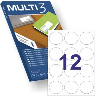 Immagine prodotto di Multi-3 adesivi cerchi 60mm cartone bianco 100 fogli
