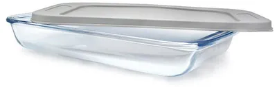 Image de Plat à four en verre borosilicaté avec couvercle, pour la cuisson, la conservation et la congélation, 2200 ml