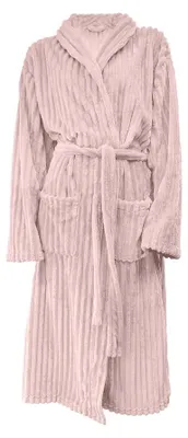 Produktbild von Eleganzzz Teddy Rippfleece Bademantel – hellrosa - S