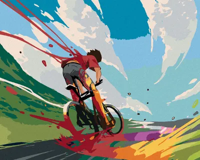 Zdjęcie produktu dla Zuty - Painting by Numbers - CYKLISTA W KOLORACH, 40x50 cm, płótno na ramie
