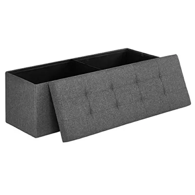Obrázok produktu pre SONGMICS Taburet, lavica s úložným priestorom skladacia, šedá 110x38x38cm