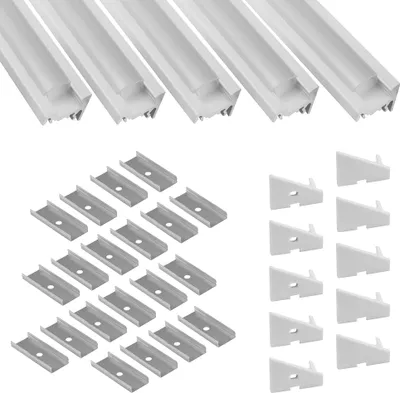 Produktbild von 5x A20 LED Profil 2m - Weiss inkl. Abdeckung opal, Halter & Endkappen