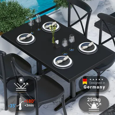 Produktbild von JAMAIKA | Bistro Außen Tischplatte | B:T 120 x 70 cm | Schwarz | Rechteckig | Topalit Tischplatte