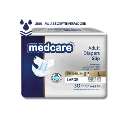 Produktbild von Medcare Premium Inkontinenz-Windeln – Größe L – 30 Stück – Hohe Saugfähigkeit & Komfort – Unisex
