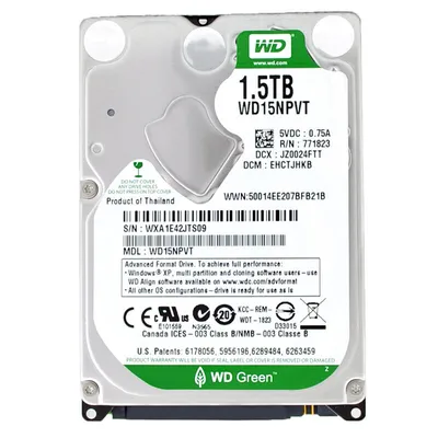 Produktbild von Western Digital Green 1.5TB 2.5" SATA 3Gb/s IntelliPower 8MB, Serial ATA II, 1500 GB, 6.35 cm (2.5"), 0.2W, 1.7W, 1.7W