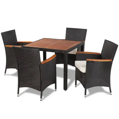 Image de vidaXL Ensemble de jardin 5 pièces avec coussins Poly rotin noir