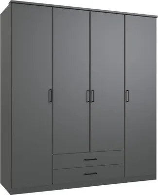Image de Armoire -Reproduction Graphite - 4 portes battantes - 2 tiroirs - L180 x P58 x H199 cm - ARTA