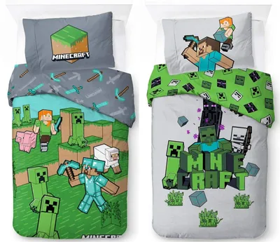 Produktbild von Minecraft - 2 x Wende-Bettwäsche-Set im Doppelpack, 135x200 & 80x80