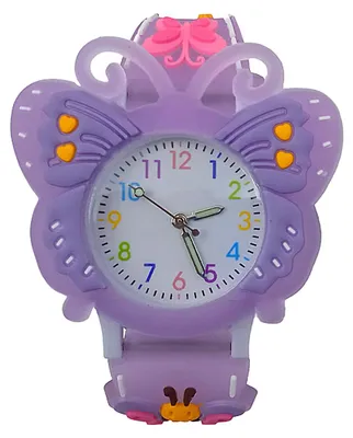 Produktbild von Kinderuhr, die im Dunkeln leuchtet – Lila Schmetterling