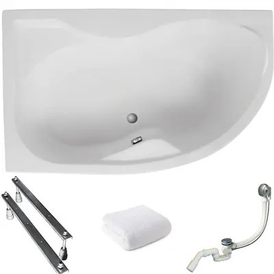 Produktbild von Aqua For You | Polimat Badewanne - Eckbadewanne - 170x110 Cm - Antibakterielle Beschichtung - Mit Siphon Und Füßen - Acryl