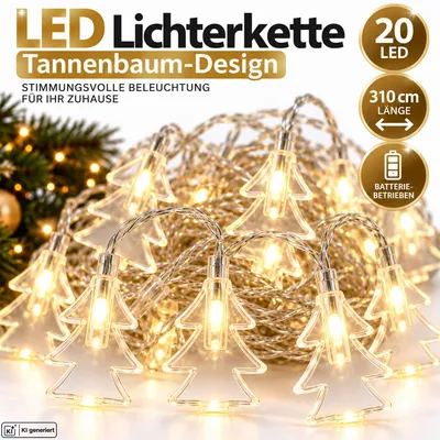 Produktbild von LED Lichterkette 20 LED Weihnachten Tannenbaum Tischdeko Innen Weihnachtsdeko