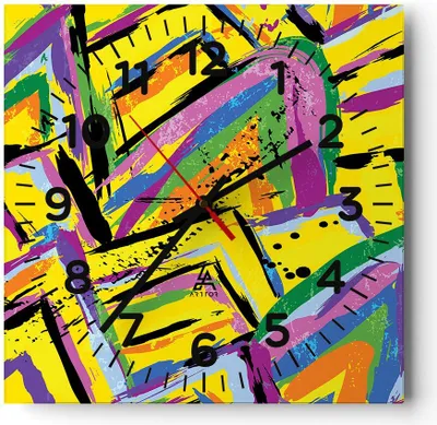 Produktbild von Wanduhr - Quadrat - Glasuhr - Abstraktion modern - 40x40cm - Schleichendes Uhrwerk - Lautlos - zum Aufhängen bereit - Dekoration Modern - Wanddekoration aus Glas - C4AC40x40-4111