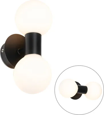 Produktbild von QAZQA - Moderne Bad I Badezimmer Wandleuchte schwarz IP44 2-flammig - Cederic I Up & Down - Stahl Länglich - LED geeignet G9