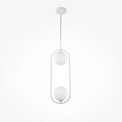 Produktbild von Hängelampe Metall Glas G9 H: max. 204 cm Weiß 2-flammig Kugelschirm Modern Hängeleuchte