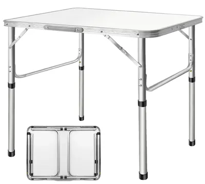 Zdjęcie produktu dla Stół kempingowy, regulowany na wysokość, kompaktowy i lekki, wymiary: 75x55x35/60 cm
