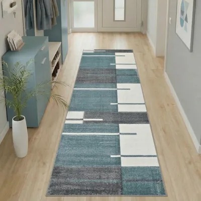 Produktbild von Carpetsale24 Designer Wohnzimmer Teppich Modern Weicher Kurzflor Teppich Konturenschnitt Pflegeleicht, Grösse: 80x300 cm
