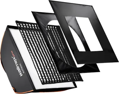 Immagine prodotto di Walimex pro Softbox Orange Line 300 x 1200 x 600 mm, sagomatore di luce ruotabile a 360°, facile da montare, inclusi diffusori e borsa, ideale per la fotografia di prodotti e persone