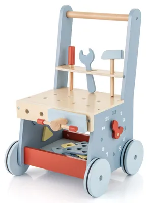 Produktbild von FANTASK 2 in 1 Lauflernwagen, Lauflernhilfe aus Holz, Montessori Kinder Werkbank