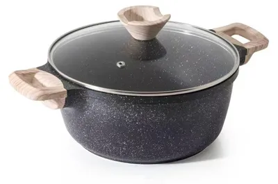 Bratpfanne mit Deckel 24 cm 4,5 l, antihaft, hitzebeständige Griffe