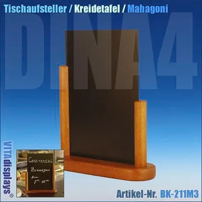 Produktbild von Tischaufsteller mit Kreidetafel DIN A4 Mahagoni (6 Stück)