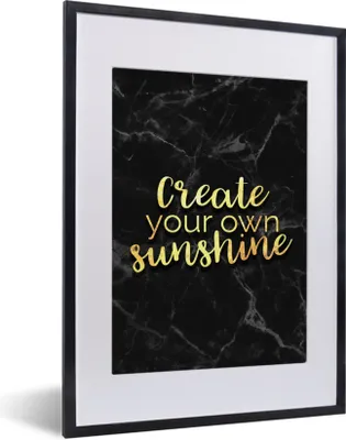 Produktbild von MuchoWow® Gerahmtes Poster Zitate - Sonne - Gold - Marmor 30x40 cm - Poster mit Schwarzem Bilderrahmen Wandposter Rahmen Foto Bilder - Wandposter Schlafzimmer