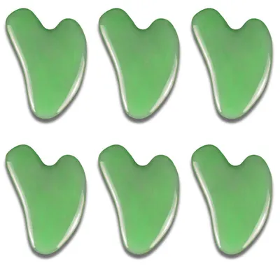 Produktbild von Gua Sha Stein 6er Set aus Jade - Massagegerät für Gesicht, Hals & Körper, Jadestein Gesichtsmassage Set, Anti-Aging Beauty Tool, KI-generiertes Bild