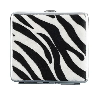 Produktbild von ZIGARETTENETUI "Animal" für 20 Zigaretten Plüsch aus Metall Zigarettenbox Zigarettendose Etui Case Box Dose 97 (Zebra)