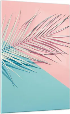Produktbild von Bilder auf glas - Einteilig - Blatt Rosa Türkis - 70x100cm - Glasbilder - Wandbilder - Bilder - zum Aufhängen bereit - Wanddekoration aus Glas - Glas Bilder - Wandbild auf Glas - GPA70x100-4421