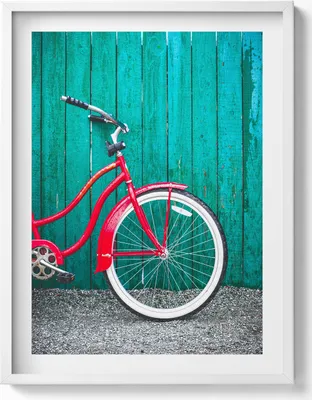 Produktbild von Schwarzes Fahrrad– Wandbild mit Rahmen – Gerahmtes Bild  – Wanddekoration – 60x80 cm –  Weiß Rahmen