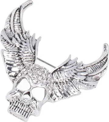 Image de Broche de perceuse Entatial Sch?del, Personnalit ? unique Broche de tête en cristal pour manteau pour costume(Argent antique)