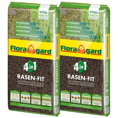 Produktbild von Floragard 4 in 1 Rasenfit, 40 L, Kombiprodukt für die Rasenpflege