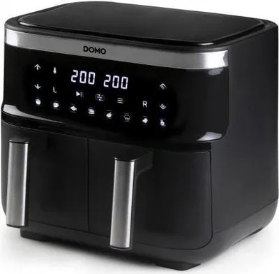 Image de Friteuse à air chaud Domo - DO537FR - 2 x 4 l - 85 ° A 200 ° - 8 programmes automatiques - L40 x L 40 x H 36 cm