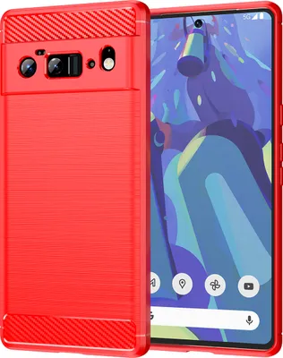 Produktbild von Google Pixel 6 Pro Hülle, Carbon-Faser TPU Silikon Stoßfest Schutzhülle für Google Pixel 6 Pro Rot