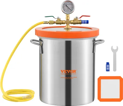 Produktbild von Vakuová komora VEVOR 19 l Vakuová odplyňovací komora z nerezové oceli (průměr 28 cm, výška 30 cm) Vakuová pumpa Vakuová komora Ideální pro stabilizaci dřeva a odplyňování silikonu, pryskyřice, polyuretanu