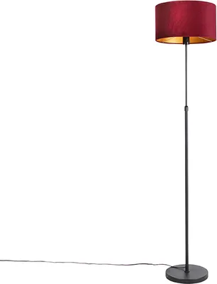 Produktbild von Stehleuchte Schwarz mit Veloursschirm Rot mit Gold 35 cm Parte