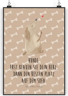 Produktbild von Mr. & Mrs. Panda Bild Hund Liebe DIN A5 - Hundeglück - Geschenk, Kunstdruck, Süß, wanddeko, Hunde, Plakat, Posterdruck, Herz, drucke, Sprüche