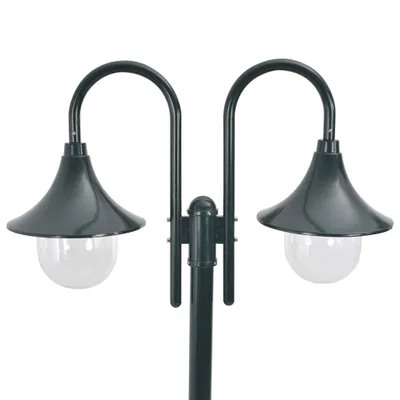 Immagine prodotto di vidaXL Dissuasore luminoso da giardino E27 220 cm in alluminio a 2 lanterne verde scuro