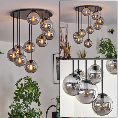 Produktbild von Fossobiubo Deckenlampe aus Metall/Glas in Schwarz/Rauchfarben