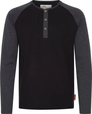 Produktbild von INDICODE IDWinston Herren Longsleeve Langarmshirt Shirt mit Grandad-Ausschnitt Baseball-Look