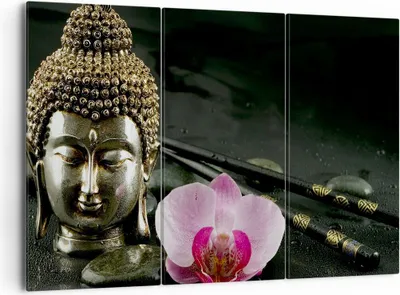 Produktbild von Bild auf Leinwand - Leinwandbild - Buddha Blume Stöcke - 165x110cm - Wand Bild - Wanddeko - Leinwanddruck - Bilder - Kunstdruck - Wanddekoration - Leinwand bilder - Wandkunst - CE165x110-0145