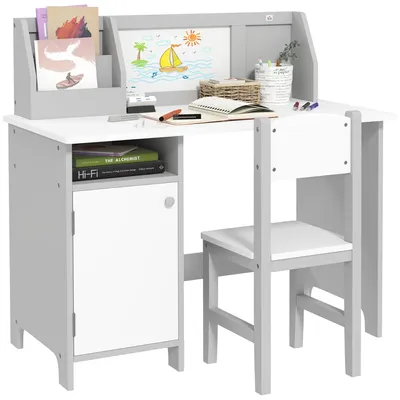 Produktbild von Kinderbüro – Komplettset für Kinderzimmer – Kindertisch – Schreibtisch – Schreibtisch mit Stuhl – Whiteboard-Arbeitsfläche