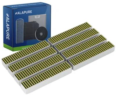 Image de Filtre à charbon actif Alapure HFK025 CleanAir Plus compatible avec les modèles 17005507 / 17005512 / AA200100 / LZ21WWB16 (8 pièces)