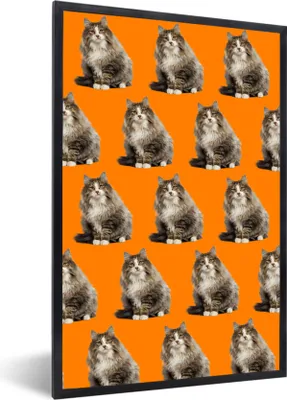 Produktbild von MuchoWow® MuchoWow® Gerahmtes Poster Tiere - Orange - Muster 60x90 cm - Poster mit zchwarzem Bilderrahmen - Kunst