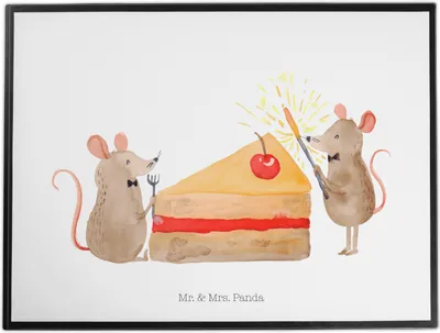 Produktbild von Mr. & Mrs. Panda schreibtischunterlage Mäuse Kuchen - Weiß - Geschenk, Hungrig, Geburtstag, Schreibunterlage, Maus, bastelunterlagen, tischmatten, Happy Birthday