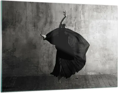 Produktbild von Bilder auf glas - Einteilig - Tanz Schwarz Kleid - 120x80cm - Glasbilder - Wandbilder - Bilder - zum Aufhängen bereit - Wanddekoration aus Glas - Glas Bilder - Wandbild auf Glas - GAA120x80-4536