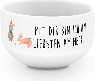 Produktbild von Mr. & Mrs. Panda Schüssel Hasen Muschel - Weiß - Geschenk, Best Friends, schale, Freundin, Papa, Obstschale, Meer, Müslischale, Strand, frühstücksbowl, joghurtbowl
