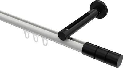 Produktbild von Interdeco Innenlaufstange / Gardinenstange mit Innenlauf Weiß / Schwarz, Typ Siteno Elanto (Rillenzylinder), 20 mm Ø 1-läufig, 540 cm