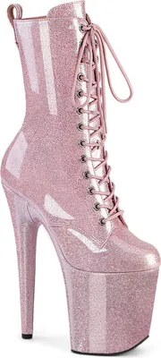 Produktbild von FLAMINGO-1040GP Pleaser Damen High Heels Plateaustiefeletten blassrosa Glitter Lack